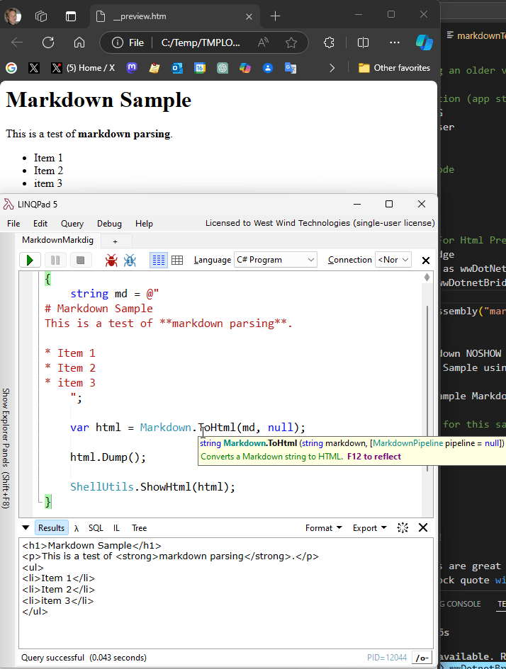 Markdig In Linq Pad