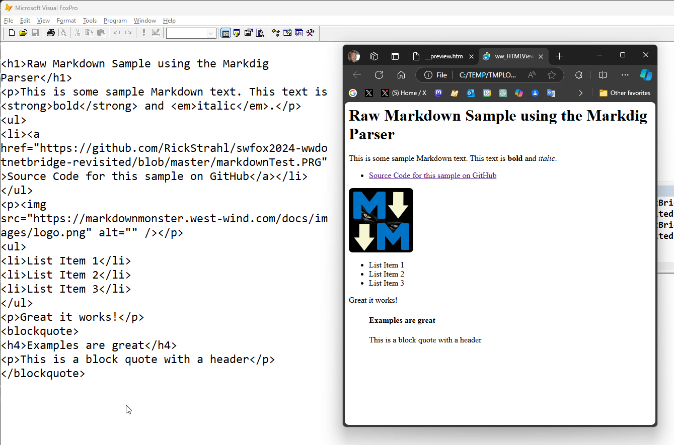 Markdown Test From Fox Pro