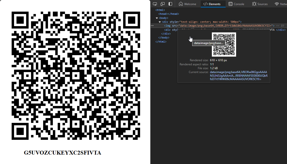 Two Factor QrCodeRenderedInBrowser