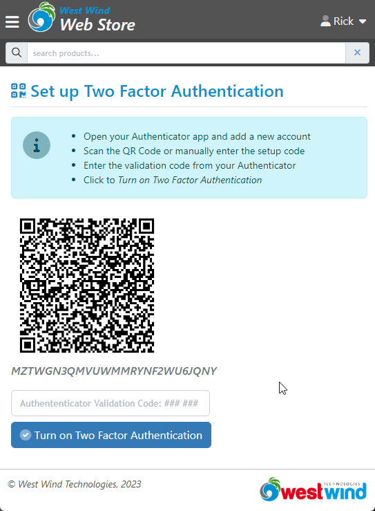 TwoFactor Setup WebApp