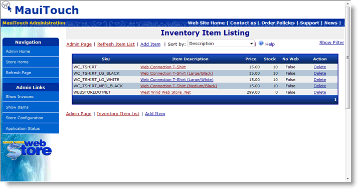Step 4 - Adding Inventory Items - West Wind Web Store .NET